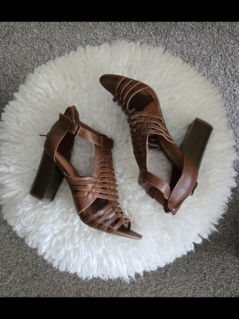 American Eagle Gladiator Block Heel Sandals- Brown Size 9
